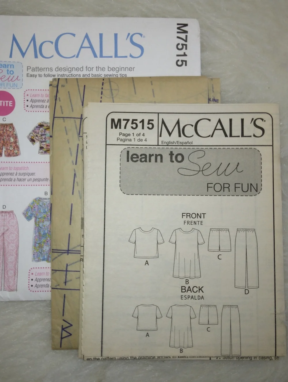 MCALL'S M7515 Sz XS-M Misses Shorts Pants Top Dress. Patterns Designef For Begin